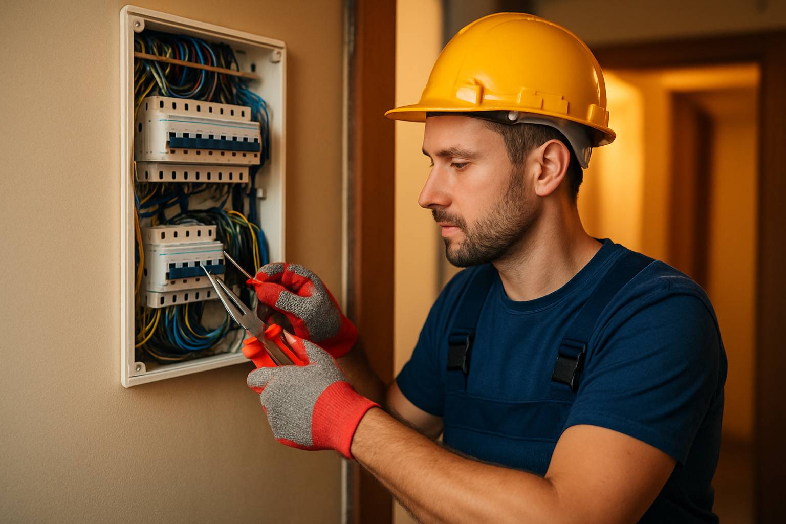 Commercial electrician in an industrial setting