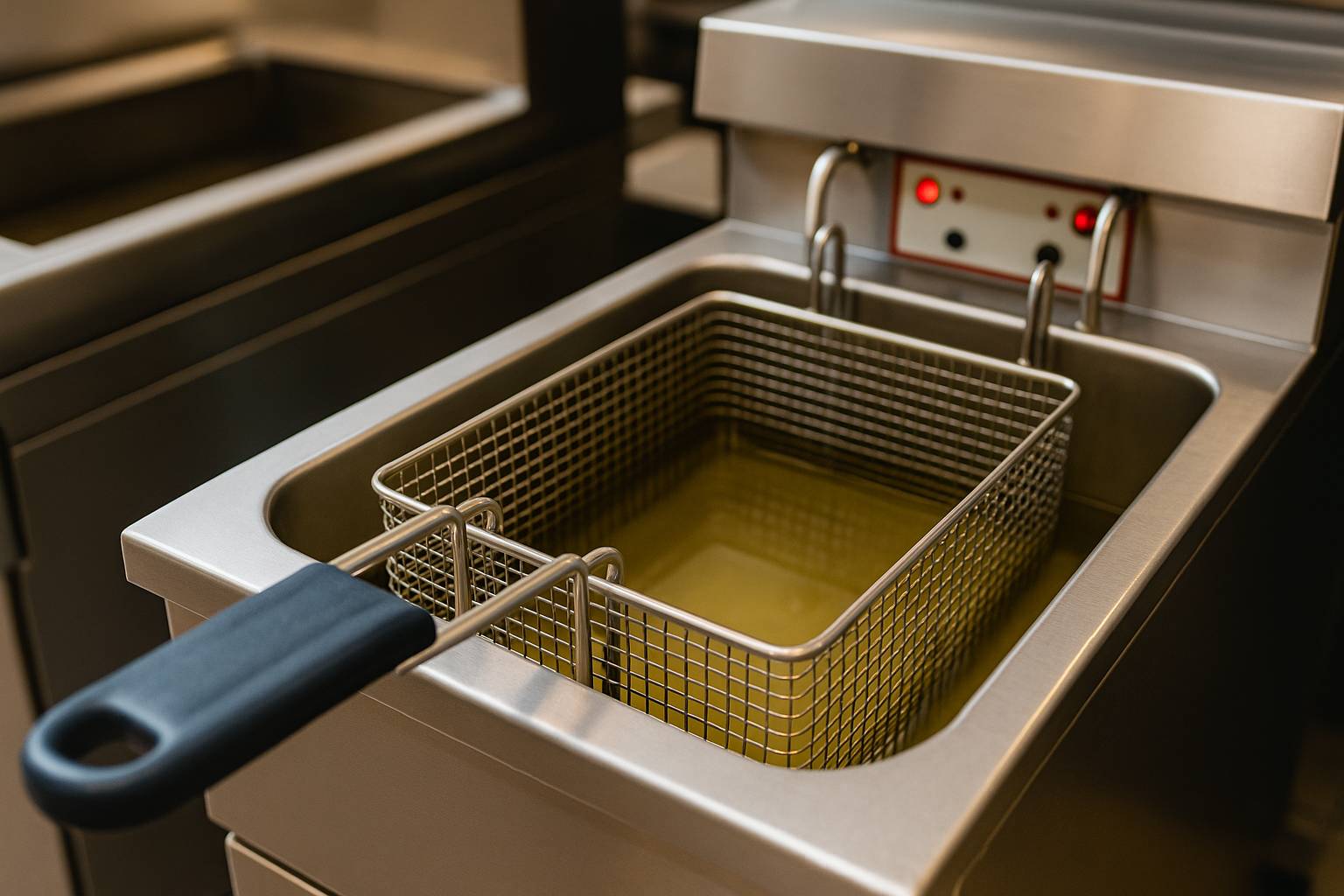 Technician servicing commercial fryer in QSR kitchen