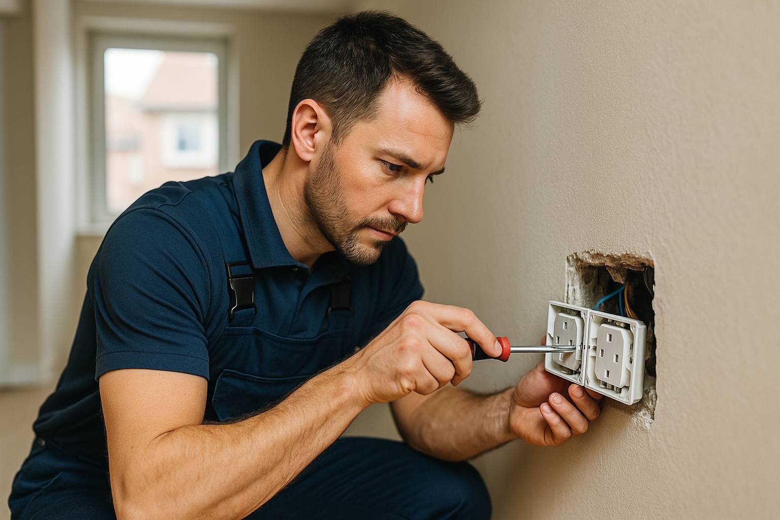 Residential electrician at work
